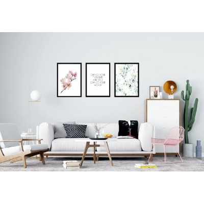 Divio Třídílny plakát change, vzor KP048 Velikost: 50x70 cm, Rám: s zlatým rámem – Zboží Dáma