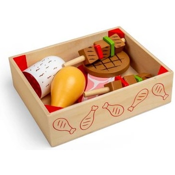 Bigjigs Toys - Дървен детски комплект за готвене - Месни продукти (BJ474)
