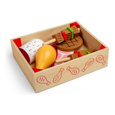 Bigjigs Toys - Дървен детски комплект за готвене - Месни продукти (BJ474)