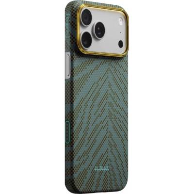 PITAKA Кевларен кейс с MagSafe за iPhone 17 Pro - Pitaka Breath Of Veins Dive Green Edge Ultra Slim Aramid Fiber Case Limited Edition (BV1703P)