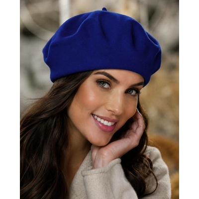TONAK Tmavě modrý baret FLORA 100% vlna WOOLMARK