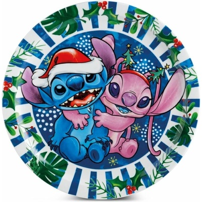 EGAN DISNEY STITCH CHRISTMAS Servírovací talíř & ANGEL modrá průměr 30,5 cm