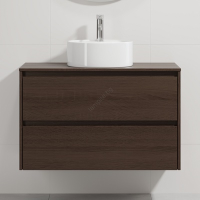 Bath Deluxe Шкаф за баня с мивка TRONDHEIM/VIKEDAL 90x57x46 см орех/бял (SETBT0153A)