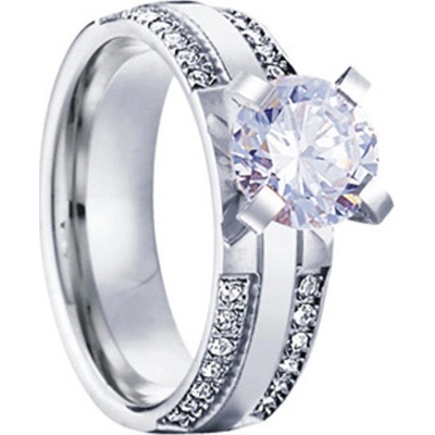 Steel Wedding dámsky oceľový prsteň so zirkónmi SPPL023