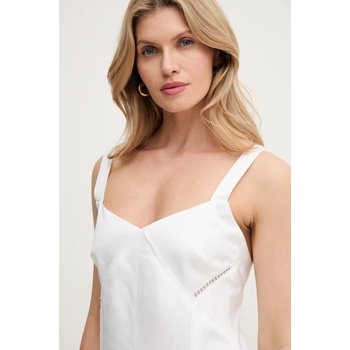 HUGO BOSS Рокля с лен boss в бяло къса разкроена 50535332 (50535332)