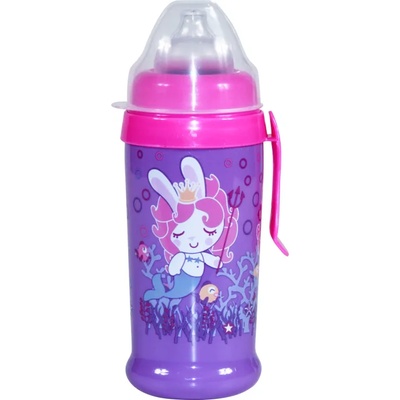 Lorelli Спортна бутилка с мек накрайник Lorelli - Mermaid, 350 ml, Лилава (1020069)