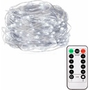 SPRINGOS LED reťaz Nano 10m 100LED 8 funkcií ovládač 3xAA IP44 studená biela