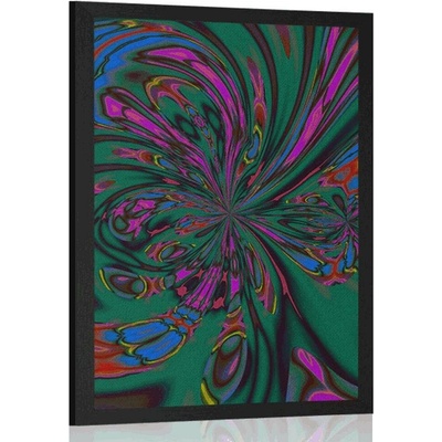 Plakát abstrakce s převládající zelenou barvou - 40x60 black
