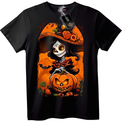 NOONEBRAND Тениска Черепна Вещица за Halloween - 2XL, White