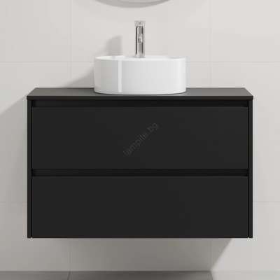 Bath Deluxe Шкаф за баня с мивка TRONDHEIM/VIKEDAL 90x57x46 см черно/бял (SETBT0151A)