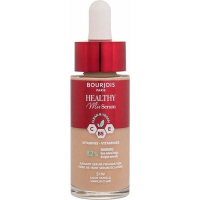 Bourjois Paris Healthy Mix Clean & Vegan Serum rozjasňující tekutý make-up 51 light vanilla 30 ml