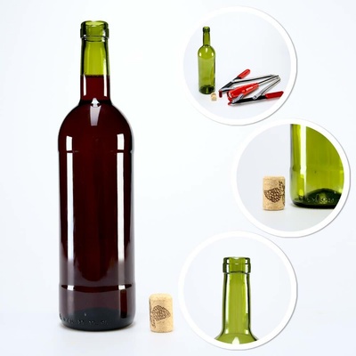 Skleněná láhev na víno 750ml hnědá