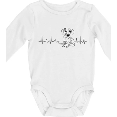 EKG krivka jazvečík Body dojčenské s dlhým rukávom Dlhý rukáv biele