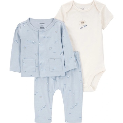 Carter's Set 3dílný mikina body kr. rukáv tepláky Blue Airplane kluk MFL