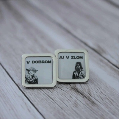 Handmade svadobné manžetové gombíky Star Wars V dobrom aj Zlom Strieborná Kruh