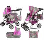 LEAN Toys Baby Doll Stroller 2-in-1 Carrycot Bag Pink Stars