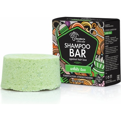 Macrovita Olive-Elia Shampoo Bar Against Hair Loss White Tea Tuhý šampón proti vypadávaniu vlasov s bielym čajom 80 g