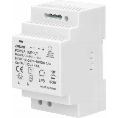 Napájecí zdroj na DIN lištu 12VDC 4,5A 54W šířka 3 moduly Orno OR-PSU-1644