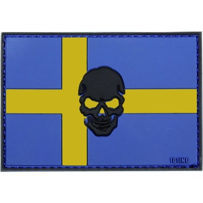 Gumová nášivka 101 Inc Skull vlajka Švédsko - farebná