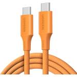 UGREEN Кабел с въжена оплпетка и бързо зареждане за устройства с USB-C порт - Ugreen USB-C to USB-C Cable 100W (100 см) (оранжев) (L502)