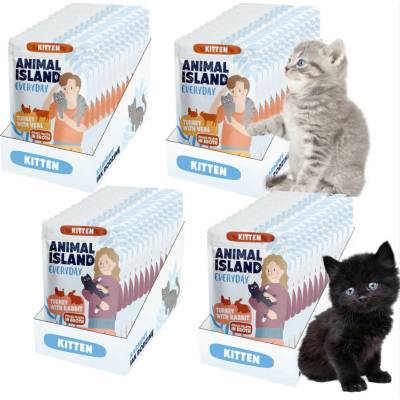 ANIMAL ISLAND Everyday Kitten Krůta s telecím a Krůta s králíkem ve vývaru 48x85 g