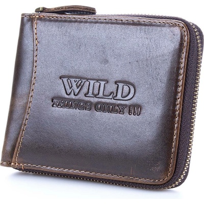 WILD pánská kožená na zip W5532 hnědá