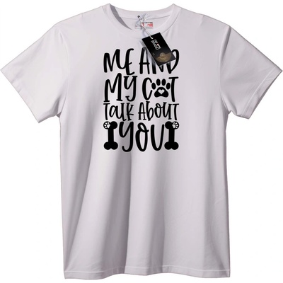 NOONEBRAND Тениска Аз и котката ми говорим за теб - L, White