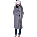 Cozy Noxxiez Husky hrejivá deka s kapucňou so zvieratkom a labkovými vreckami