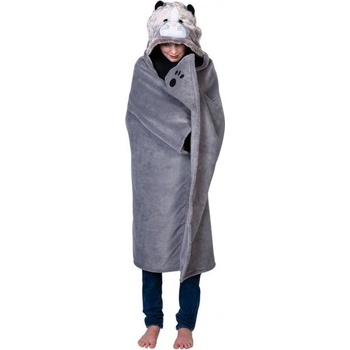 Cozy Noxxiez Husky hrejivá deka s kapucňou so zvieratkom a labkovými vreckami