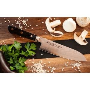 Satake Кухненски нож - SATAKE - Япония - японска стомана MVS10cob - ламинат дамаск - Santoku - 170mm
