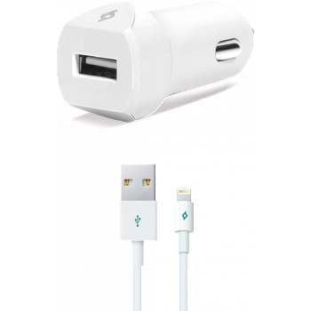 Ttec Зарядно за кола 12V SpeedCharger USB In-Car Charger, 2.1A, incl. Lightning Cable - Бяло
