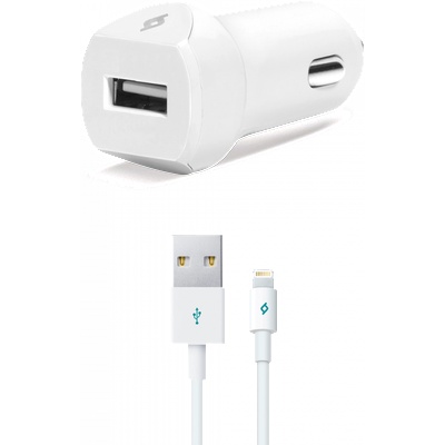 Ttec Зарядно за кола 12V SpeedCharger USB In-Car Charger, 2.1A, incl. Lightning Cable - Бяло