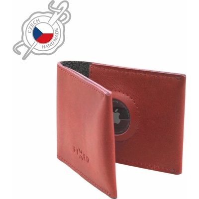 FIXED Wallet for AirTag z pravé hovězí kůže červená