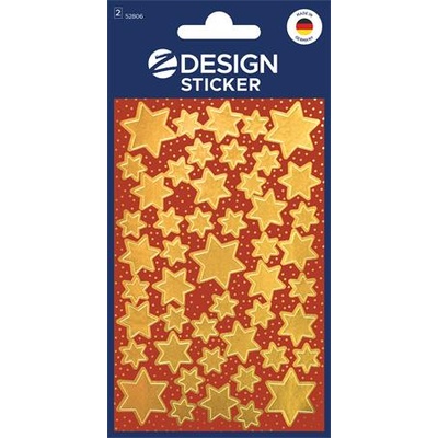 Avery zweckform Стикер, 2 листа, 76x120 mm, AVERY ZWECKFORM, "Z-Design No. 52806", златни звезди (52806)