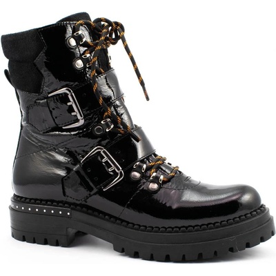 Дамски боти кубинки от естествена кожа лак