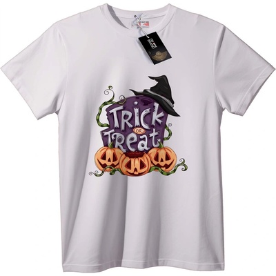 NOONEBRAND Тениска Лакомство или Номер за Halloween - M, White