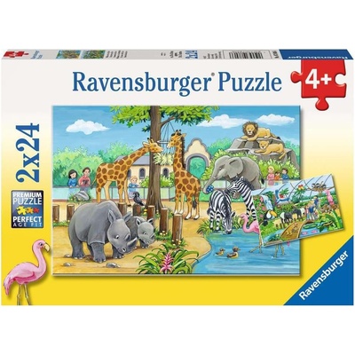 Ravensburger Пъзел Ravensburger от 2 x 24 части - Добре дошли в зоопарка (7806)
