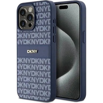 DKNY Кейс DKNY Leather Mono Stripe & Metal Logo за iPhone 15 Pro Max, син (3666339260842)