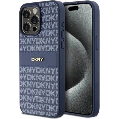 DKNY Кейс DKNY Leather Mono Stripe & Metal Logo за iPhone 15 Pro Max, син (3666339260842)