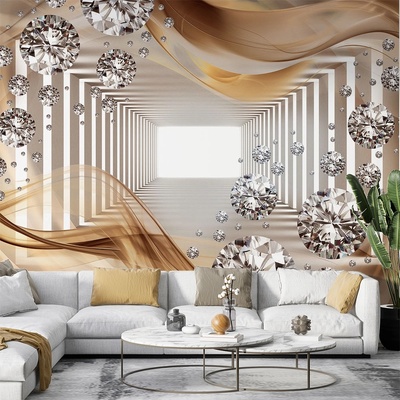 Луксозен фототапет с диаманти и златни нюанси