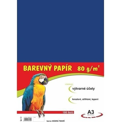 Barevný papír A3 80gr. tmavě modrý 100 listů