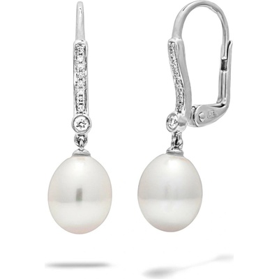 Blink-Blink luxusné diamantové náušnice z bieleho zlata s Perlou 3266BPA