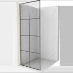 Mexen Kioto L душ-преграда Walk-in 80 x 200 см, черна решетка, златна четка - 800-080-103-55-77 (800-080-103-55-77)