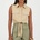 Brave Soul Womens Sleeveless Collared Top with Tie Detail - Sand