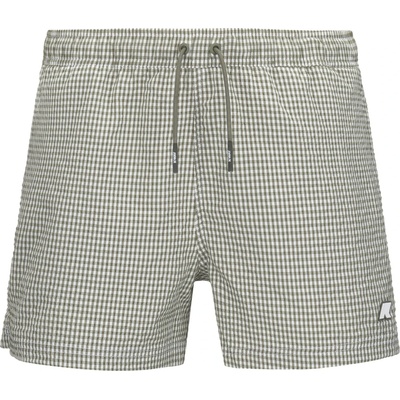 K-Way Мъжки бански слипове K-Way Hazel Check Beach Swim brief - White / Green Lichen - размер XL (050-2432-0113)