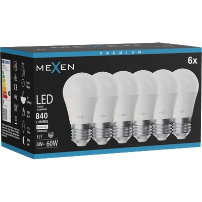 Mexen Nova 6x LED крушка E27, G45, 8W, неутрална - 4000K, 840 lm - L101-E27-0840-01x06 (L101-E27-0840-01x06)