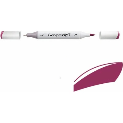 Lihová fixa GRAPH'IT oboustranná Brush & Fine, Burgundy
