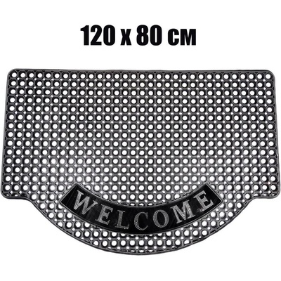120 x 80 см голяма гумена изтривалка със сребристо покритие и надпис WELCOME