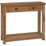 vidaXL Конзолна маса Натурално 90 x 30 x 80 см Солидно тиково дърво (42024245)