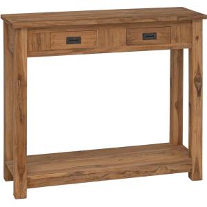 vidaXL Конзолна маса Натурално 90 x 30 x 80 см Солидно тиково дърво (42024245)